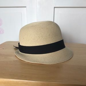 Straw Cloche with Black Accents